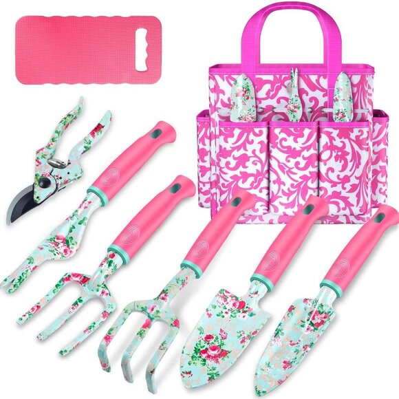 Gardening Tools, 8 Pcs Heavy Duty Floral Garden Tool Set Birthday Gifts for Wome - Picture 1 of 7